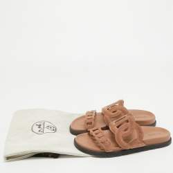 Hermes Brown Suede Extra Slides Size 37