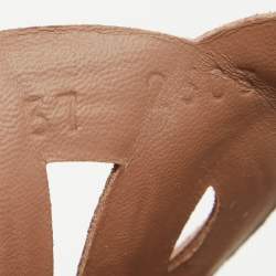 Hermes Brown Suede Extra Slides Size 37