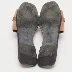 Pre Owned Hermes Light Brown Suede Giulia Flat Slides Size 38