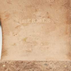 مملوكة مسبقًا Hermes Green/Beige Leather and Canvas Fringe Oran Flat Slides Size 38