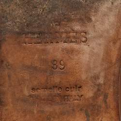 Hermes Brown Leather H Jumping Knee Length Boots Size 39