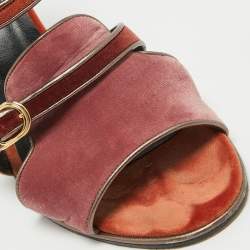 Pre Owned Hermes Multicolor Velvet Ankle Strap Sandals Size 39