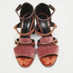Pre Owned Hermes Multicolor Velvet Ankle Strap Sandals Size 39