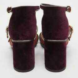 Pre Owned Hermes Multicolor Velvet Ankle Strap Sandals Size 39