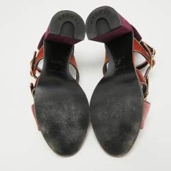Pre Owned Hermes Multicolor Velvet Ankle Strap Sandals Size 39
