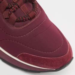 Pre Owned حذاء رياضي هيرمس مايلز جلد ونايلون أبيض/بنفسجي مقاس 38