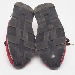 Pre Owned حذاء رياضي هيرمس مايلز جلد ونايلون أبيض/بنفسجي مقاس 38