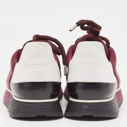 Pre Owned حذاء رياضي هيرمس مايلز جلد ونايلون أبيض/بنفسجي مقاس 38