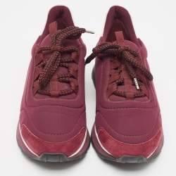 Pre Owned حذاء رياضي هيرمس مايلز جلد ونايلون أبيض/بنفسجي مقاس 38