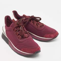 Pre Owned حذاء رياضي هيرمس مايلز جلد ونايلون أبيض/بنفسجي مقاس 38