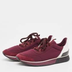 Pre Owned حذاء رياضي هيرمس مايلز جلد ونايلون أبيض/بنفسجي مقاس 38