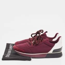 Pre Owned حذاء رياضي هيرمس مايلز جلد ونايلون أبيض/بنفسجي مقاس 38