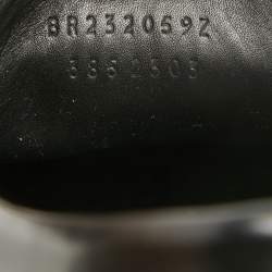 Pre Owned Hermes Black Glazed Leather Hitch Loafers Size 38.5