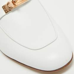 Hermes White Leather Oz Flat Mules Size 39