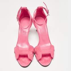 Hermes Pink Suede Premiere Sandals Size 35.5
