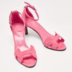 Hermes Pink Suede Premiere Sandals Size 35.5