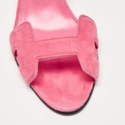 Hermes Pink Suede Premiere Sandals Size 35.5
