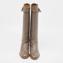 Hermes Grey Leather Jumping Boots Size 39