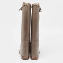 Hermes Grey Leather Jumping Boots Size 39