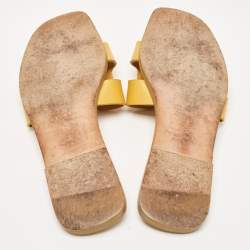 Hermes Yellow Leather Oran Flat Slides Size 38