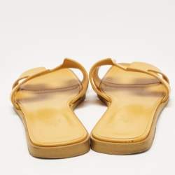 Hermes Yellow Leather Oran Flat Slides Size 38