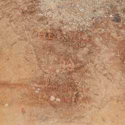 Pre Owned Hermes Light Brown Leather Oran Flat Slides Size 39