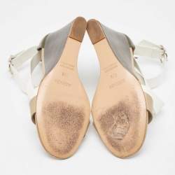 Hermes Tricolor Leather Ankle Wrap Wedge Sandals Size 38.5