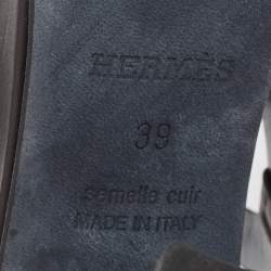 Hermes Black Leather Block Heel Ankle Strap Sandals Size 39