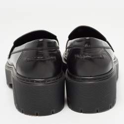 Hermes Black Leather Hitch H Logo Loafers Size 37