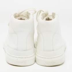 Pre Owned Hermes White Leather Daydream High Top Sneakers Size 39