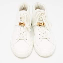 Pre Owned Hermes White Leather Daydream High Top Sneakers Size 39