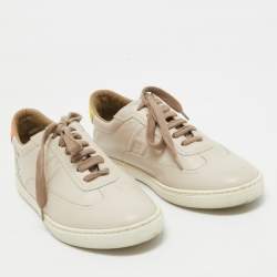 Pre Owned Hermes Two Tone Leather Trail Lace Up  Sneakers Size 38