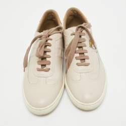 Pre Owned Hermes Two Tone Leather Trail Lace Up  Sneakers Size 38