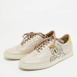 Pre Owned Hermes Two Tone Leather Trail Lace Up  Sneakers Size 38