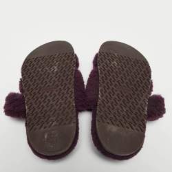 Hermes Purple Shearling Chypre Flat Slides Size 37