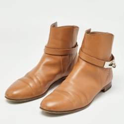 Hermes Brown Leather Neo Ankle Boots Size 39