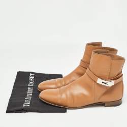 Hermes Brown Leather Neo Ankle Boots Size 39