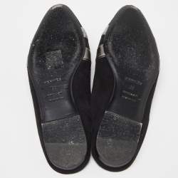 Hermes Black Suede and Leather Roxane Flat Mules Size 38