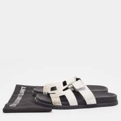 Hermes White/Brown  Crocodile Chypre Himalaya Slides Size 40