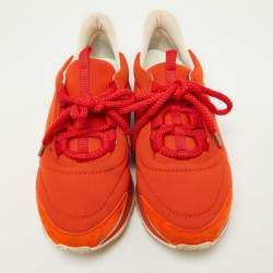 Hermes Orange/White Neoprene and Leather Miles Sneakers Size 36