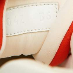 Hermes Orange/White Neoprene and Leather Miles Sneakers Size 36
