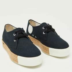 Pre Owned Hermes Navy Blue Canvas Rosa Espadrille Sneakers Size 37