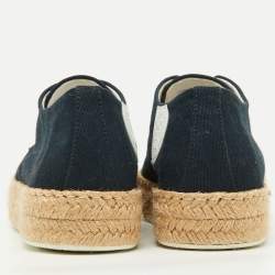 Pre Owned Hermes Navy Blue Canvas Rosa Espadrille Sneakers Size 37