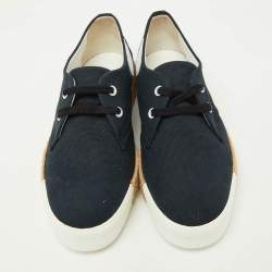 Pre Owned Hermes Navy Blue Canvas Rosa Espadrille Sneakers Size 37