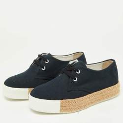 Pre Owned Hermes Navy Blue Canvas Rosa Espadrille Sneakers Size 37