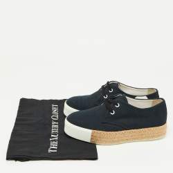 Pre Owned Hermes Navy Blue Canvas Rosa Espadrille Sneakers Size 37