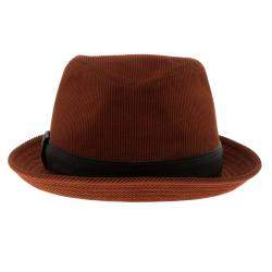 Pre Owned Hermes Burnt Orange Corduroy Leather Trim Detail Panama Hat Size 58