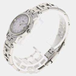 Hermes Silver Stainless Steel Clipper CL4.210 Quartz Women's Wristwatch 29 mm