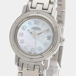 Hermes Silver Stainless Steel Clipper CL4.210 Quartz Women's Wristwatch 29 mm