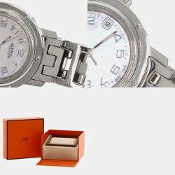 Hermes Silver Stainless Steel Clipper CL4.210 Quartz Women's Wristwatch 29 mm